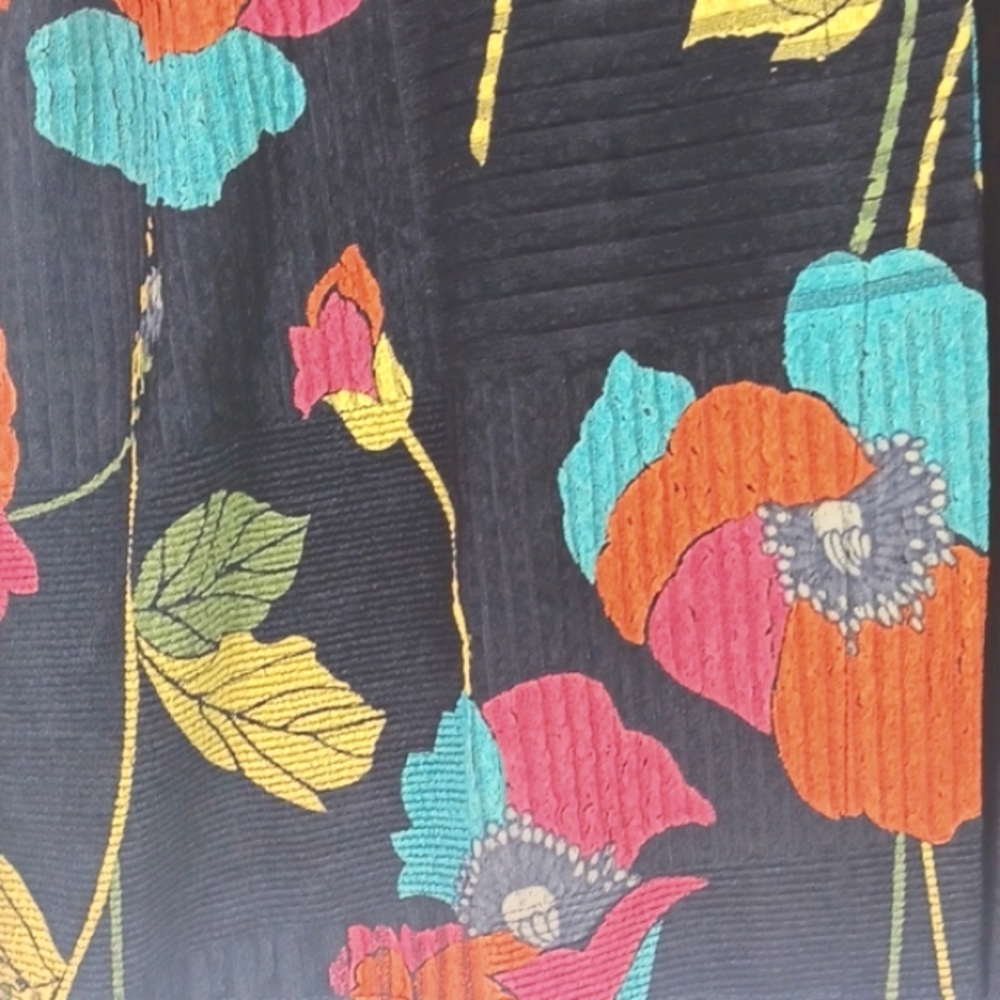 ♥️SOLD♥️MIRASOL BLACK & COLORFULLY FLORAL LONG SLEEVE RIBBED TOP SZ L - Picture 3 of 10